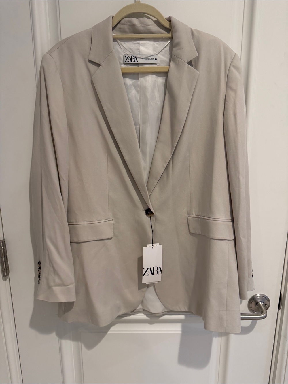 Zara Light Beige Single-Button Blazer